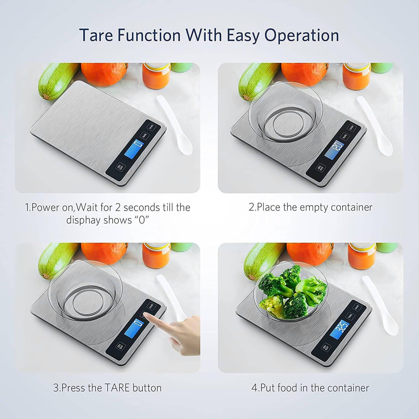 Digital Kitchen Food Scale with Backlit LCD – Precision Cooking Scale