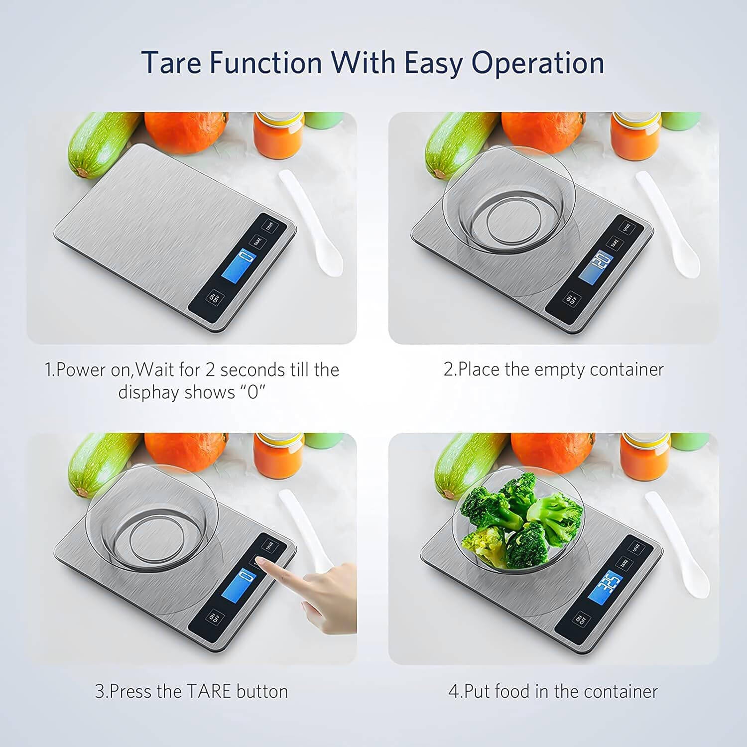 Digital Kitchen Food Scale with Backlit LCD – Precision Cooking Scale