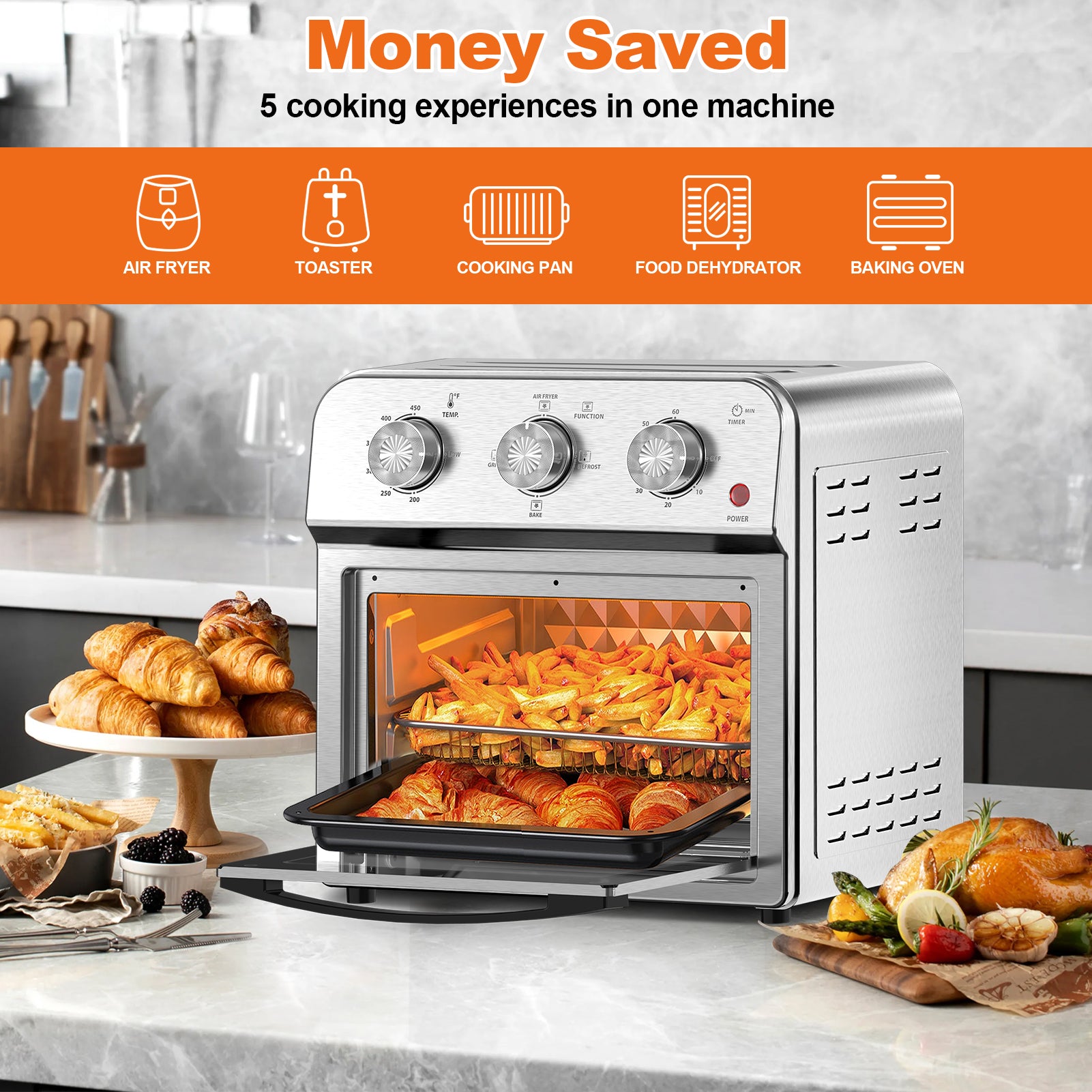 13QT Air Fryer Toaster Oven – Multi-Function Countertop Cooker
